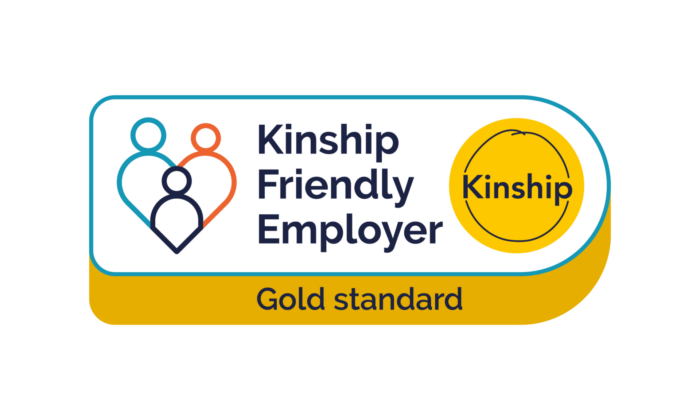 Kinship Friendly Employer gold standard logo.